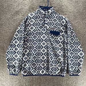 Clemson Tigers Sweater Women Extra Large White Blue Aztec Henley Fleece Pullover